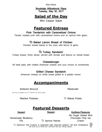 Dining menu of Brookdale Willowbrook Place, Assisted Living, Nursing Home, Independent Living, CCRC, Houston, TX 3