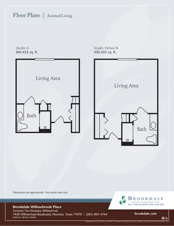 Floorplan of Brookdale Willowbrook Place, Assisted Living, Nursing Home, Independent Living, CCRC, Houston, TX 1