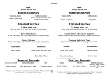 Dining menu of Hillside, Assisted Living, Nursing Home, Independent Living, CCRC, Mcminnville, OR 15
