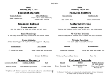 Dining menu of Hillside, Assisted Living, Nursing Home, Independent Living, CCRC, Mcminnville, OR 18