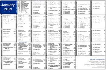 Activity Calendar of Hillside, Assisted Living, Nursing Home, Independent Living, CCRC, Mcminnville, OR 9