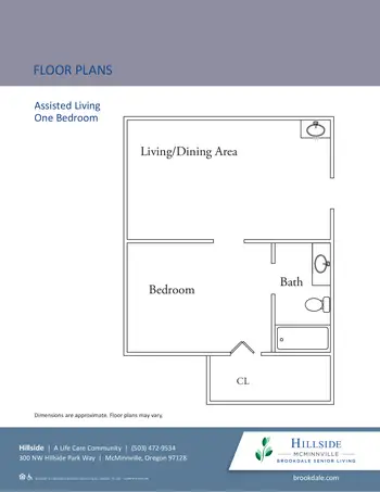 Floorplan of Hillside, Assisted Living, Nursing Home, Independent Living, CCRC, Mcminnville, OR 2