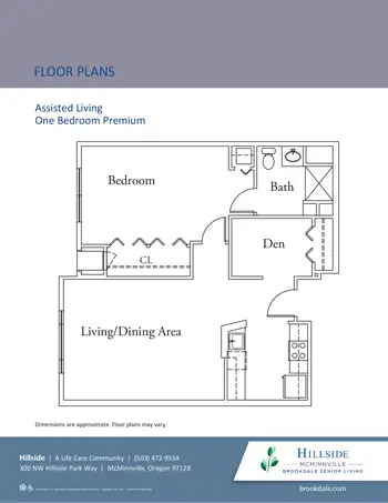 Floorplan of Hillside, Assisted Living, Nursing Home, Independent Living, CCRC, Mcminnville, OR 4