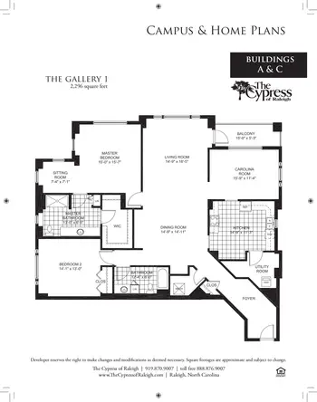 Floorplan of The Cypress of Raleigh, Assisted Living, Nursing Home, Independent Living, CCRC, Raleigh, NC 7