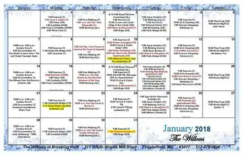 Activity Calendar of The Willows at Brooking Park, Assisted Living, Nursing Home, Independent Living, CCRC, Chesterfield, MO 2