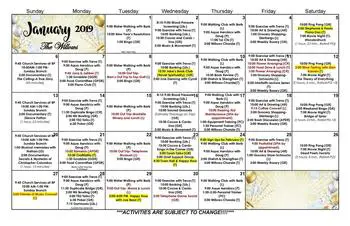 Activity Calendar of The Willows at Brooking Park, Assisted Living, Nursing Home, Independent Living, CCRC, Chesterfield, MO 1