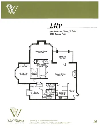 Floorplan of The Willows at Brooking Park, Assisted Living, Nursing Home, Independent Living, CCRC, Chesterfield, MO 19