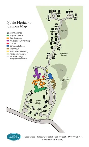 Campus Map of Noble Horizons, Assisted Living, Nursing Home, Independent Living, CCRC, Salisbury, CT 3