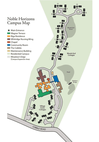 Campus Map of Noble Horizons, Assisted Living, Nursing Home, Independent Living, CCRC, Salisbury, CT 1