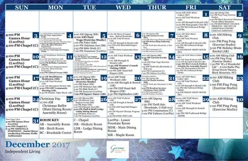Activity Calendar of Givens Highland Farms, Assisted Living, Nursing Home, Independent Living, CCRC, Black Mountain, NC 1