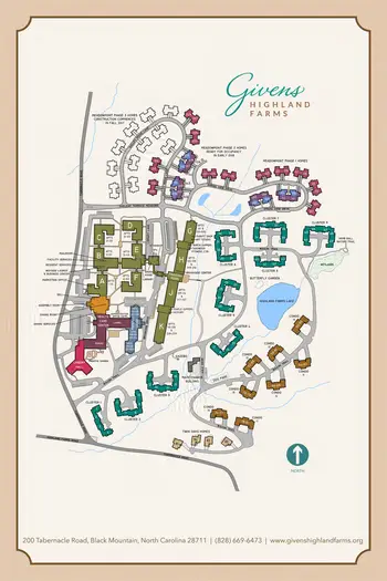 Campus Map of Givens Highland Farms, Assisted Living, Nursing Home, Independent Living, CCRC, Black Mountain, NC 3