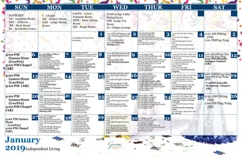 Activity Calendar of Givens Highland Farms, Assisted Living, Nursing Home, Independent Living, CCRC, Black Mountain, NC 2