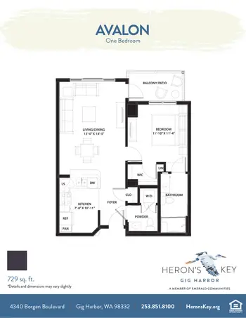 Floorplan of Herons Key, Assisted Living, Nursing Home, Independent Living, CCRC, Gig Harbor, WA 13