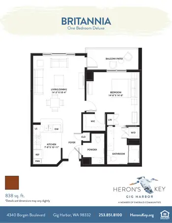 Floorplan of Herons Key, Assisted Living, Nursing Home, Independent Living, CCRC, Gig Harbor, WA 14