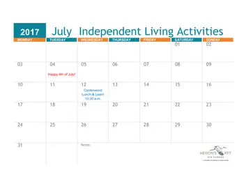 Activity Calendar of Herons Key, Assisted Living, Nursing Home, Independent Living, CCRC, Gig Harbor, WA 5