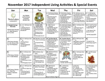 Activity Calendar of Twin Lakes Community, Assisted Living, Nursing Home, Independent Living, CCRC, Burlington, NC 3