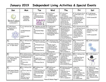 Activity Calendar of Twin Lakes Community, Assisted Living, Nursing Home, Independent Living, CCRC, Burlington, NC 4