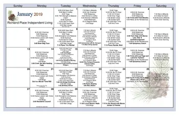 Activity Calendar of Richland Place, Assisted Living, Nursing Home, Independent Living, CCRC, Nashville, TN 2
