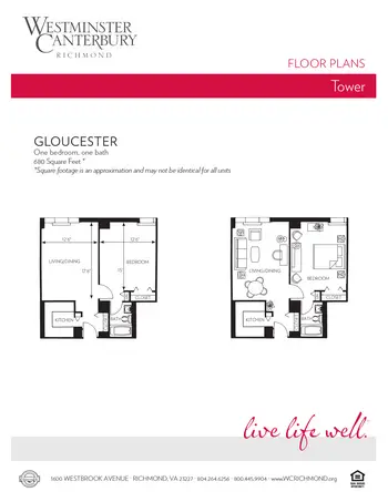 Floorplan of Westminster Canterbury Richmond, Assisted Living, Nursing Home, Independent Living, CCRC, Richmond, VA 18