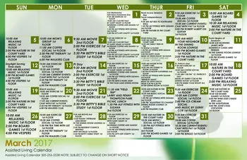 Activity Calendar of East Ridge at Cutler Bay, Assisted Living, Nursing Home, Independent Living, CCRC, Cutler Bay, FL 3