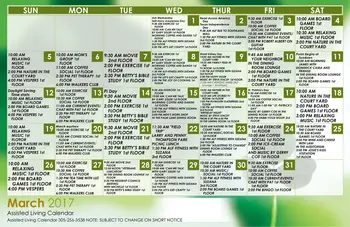 Activity Calendar of East Ridge at Cutler Bay, Assisted Living, Nursing Home, Independent Living, CCRC, Cutler Bay, FL 4