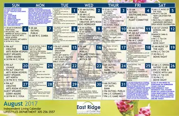 Activity Calendar of East Ridge at Cutler Bay, Assisted Living, Nursing Home, Independent Living, CCRC, Cutler Bay, FL 5