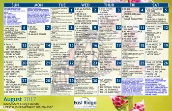 Activity Calendar of East Ridge at Cutler Bay, Assisted Living, Nursing Home, Independent Living, CCRC, Cutler Bay, FL 6