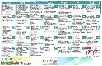 Activity Calendar of East Ridge at Cutler Bay, Assisted Living, Nursing Home, Independent Living, CCRC, Cutler Bay, FL 7