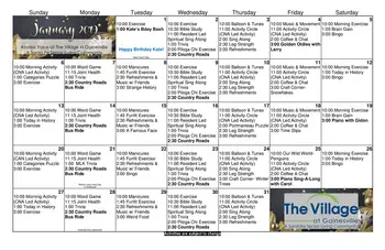 Activity Calendar of The Village at Gainesville, Assisted Living, Nursing Home, Independent Living, CCRC, Gainesville, FL 2