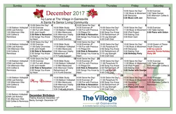 Activity Calendar of The Village at Gainesville, Assisted Living, Nursing Home, Independent Living, CCRC, Gainesville, FL 9