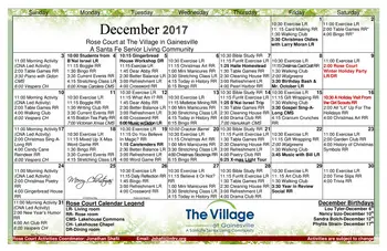 Activity Calendar of The Village at Gainesville, Assisted Living, Nursing Home, Independent Living, CCRC, Gainesville, FL 13