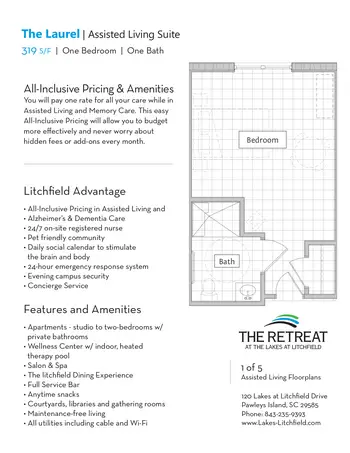 Floorplan of The Lakes at Litchfield, Assisted Living, Nursing Home, Independent Living, CCRC, Pawleys Island, SC 7