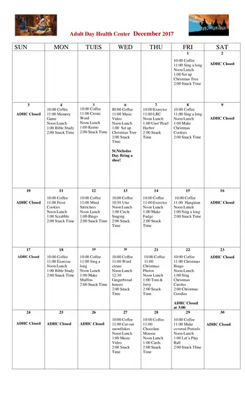 Activity Calendar of Bethesda Parkside Retirement Community, Assisted Living, Nursing Home, Independent Living, CCRC, Aberdeen, SD 1