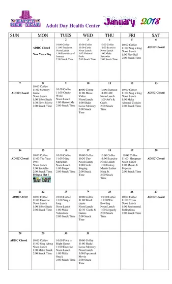 Activity Calendar of Bethesda Parkside Retirement Community, Assisted Living, Nursing Home, Independent Living, CCRC, Aberdeen, SD 2