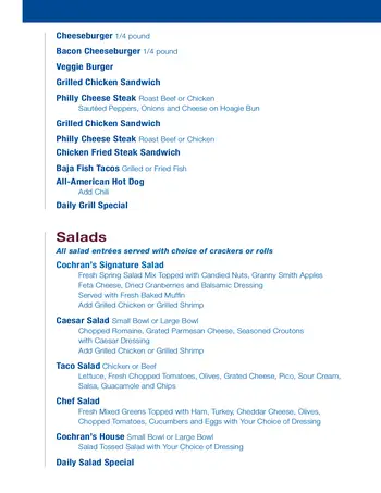Dining menu of Blue Skies of Texas, Assisted Living, Nursing Home, Independent Living, CCRC, San Antonio, TX 5