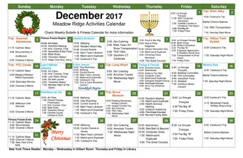 Activity Calendar of Meadow Ridge, Assisted Living, Nursing Home, Independent Living, CCRC, Redding, CT 1