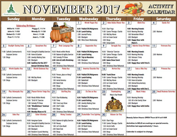 Activity Calendar of Independence Hall, Assisted Living, Nursing Home, Independent Living, CCRC, Wilton Manors, FL 2