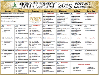 Activity Calendar of Independence Hall, Assisted Living, Nursing Home, Independent Living, CCRC, Wilton Manors, FL 1