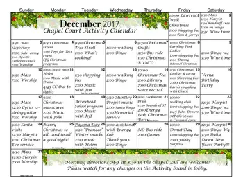 Activity Calendar of Mission Ridge, Assisted Living, Nursing Home, Independent Living, CCRC, Billings, MT 1