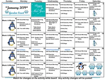 Activity Calendar of Mission Ridge, Assisted Living, Nursing Home, Independent Living, CCRC, Billings, MT 10
