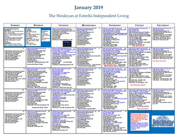 Activity Calendar of Wesleyan Homes, Assisted Living, Nursing Home, Independent Living, CCRC, Georgetown, TX 6