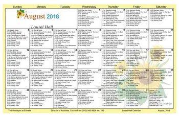 Activity Calendar of Wesleyan Homes, Assisted Living, Nursing Home, Independent Living, CCRC, Georgetown, TX 7