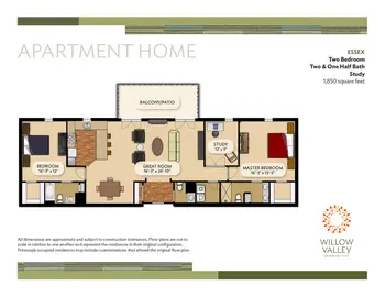 Floorplan of Willow Valley Communities, Assisted Living, Nursing Home, Independent Living, CCRC, Willow Street, PA 15