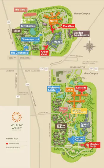 Campus Map of Willow Valley Communities, Assisted Living, Nursing Home, Independent Living, CCRC, Willow Street, PA 1
