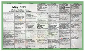 Activity Calendar of Holland Christian Home, Assisted Living, Nursing Home, Independent Living, CCRC, North Haledon, NJ 2