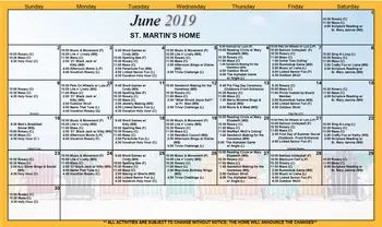 Activity Calendar of St. Martin's Home Baltimore, Assisted Living, Nursing Home, Independent Living, CCRC, Baltimore, MD 1