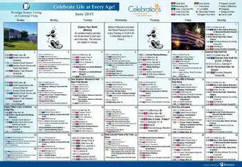 Activity Calendar of Colonial Vista, Assisted Living, Nursing Home, Independent Living, CCRC, Wenatchee, WA 1
