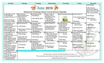 Activity Calendar of Eventide Sheyenne Crossings, Assisted Living, Nursing Home, Independent Living, CCRC, West Fargo, ND 3