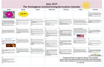 Activity Calendar of The Nottingham, Assisted Living, Nursing Home, Independent Living, CCRC, Syracuse, NY 1