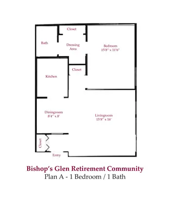 Floorplan of Bishop's Glen Retirement Center, Assisted Living, Nursing Home, Independent Living, CCRC, Daytona Beach, FL 1